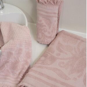 Handtuch-Badetuch Powder Rose Mit Fransen 100% Baumwolle
