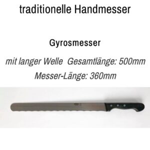 Gyrosmesser Handmesser mit langer Welle Gesamtlänge: 50 cm, Messerlänger 36 cm