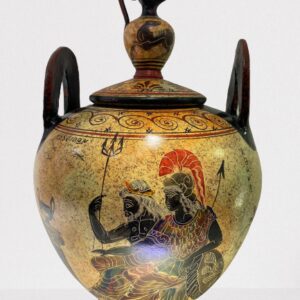 Griechische Kerami Vase 35 cm mit Deckel kleine Vase, Athina, Poseidon, Aias