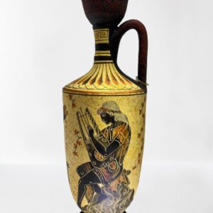 Griechische Keramik Vase 31 cm, Lekythos Dionysos. Artemis