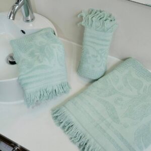 Handtuch-Badetuch Aqua Mit Fransen 100% Baumwolle