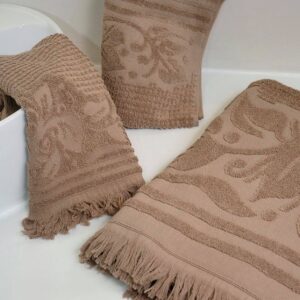 Handtuch-Badetuch Braun Mit Fransen 100% Baumwolle