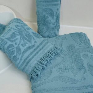 Handtuch-Badetuch Petrol Mit Fransen 100% Baumwolle