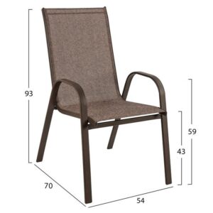 Gartenstuhl aluminium braun mit Textline braun 55x72x91cm