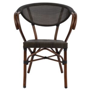 Gartenstuhl aluminium clay bamboo look braun 60,5x59x81cm