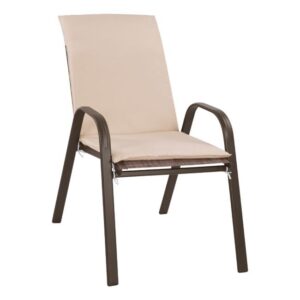 Gartenstuhl aluminium braum mit Kissen(beige) 54x70x93 cm